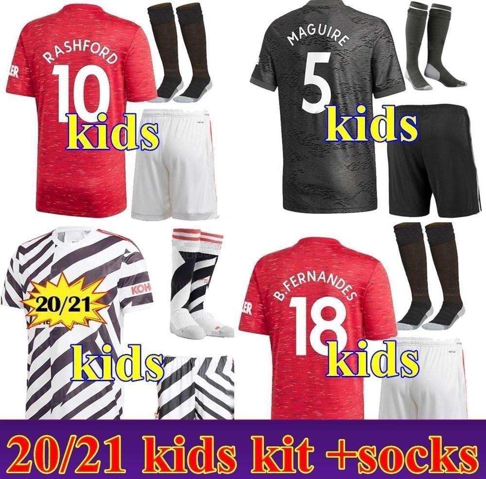 

Manchester youth child 2021 home away 3rd SANCHO Soccer united Jerseys 20 21 RASHFORD Football Shirt Kids kit set uniforms, Home+champion patch