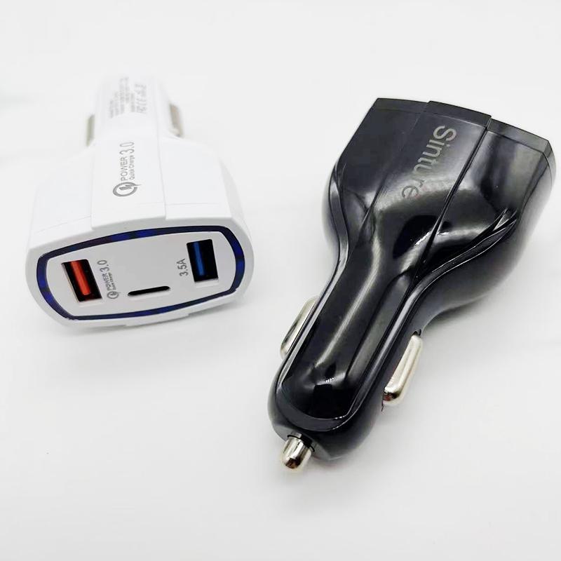 

3 in 1 USB Car Charger fast Charging type C QC 3.0 PD usbc Charger Phone Adapter for iPhone Samsung MQ100 5A Quick Charge Dual Port