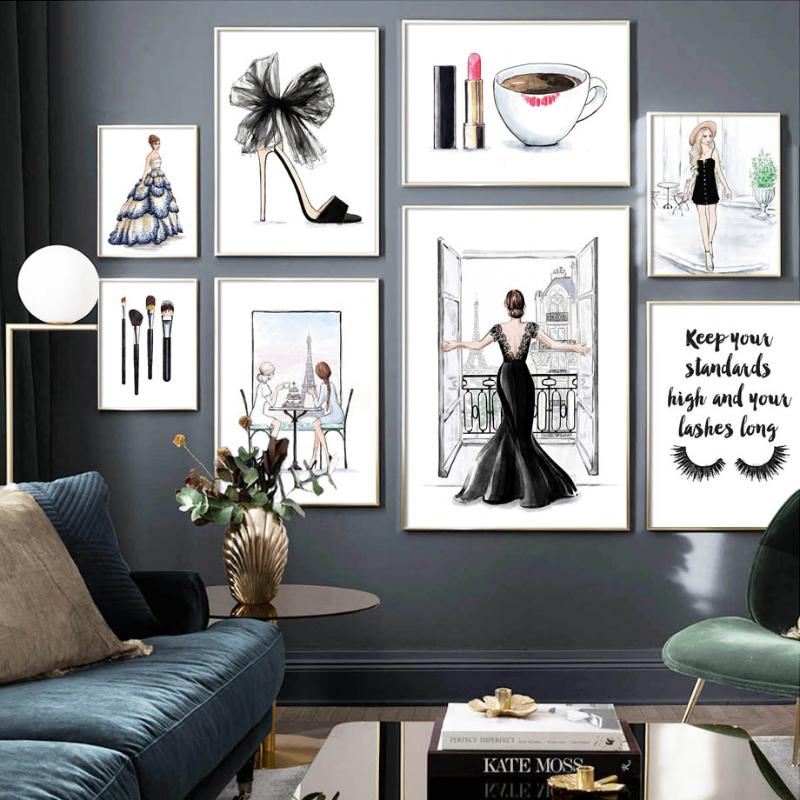 

Paintings Fashion Girl High Heels Lipstick Eyelash Wall Art Canvas Painting Nordic Posters And Prints Pictures For Living Room Decor