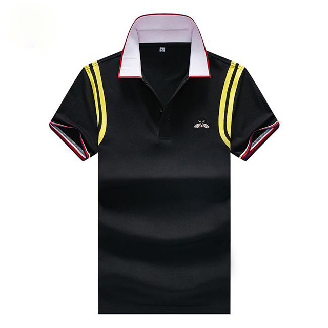 

2021 Men's T-Shirt European American fashion brand quality polo letter embroidered short sleeve casual and business double lapel shirt jacket custom 21yz M-3XL#75, Black