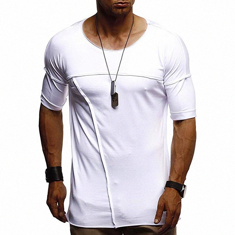 Men's Tee T shirt Shirt Solid Color Crew Neck Casual Daily Patchwork Short Sleeve Tops Casual Fashion Comfortable White Army Green / Summer J5e