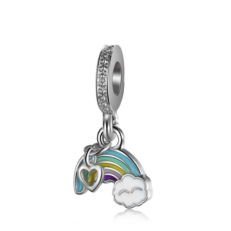 

Fits Pandora Bracelets 20pcs Rainbow Clouds Enamel Pendant Charms Beads Silver Charms Bead For Women Diy European Necklace Jewelry