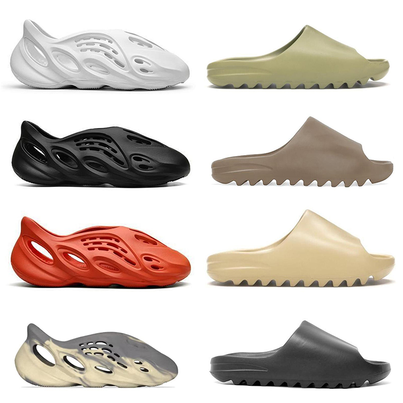 

West 2022 Kan Slides Men Women Sandals Slippers Core Bone Earth Brown Pure Desert Sand Foam Rubber Triple White Black Outdoor with