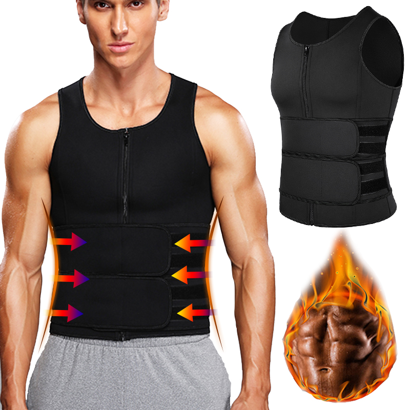 

Men Body Shaper Sauna Vest Corset Top Waist Trainer Double Belt Sweat Shirt Abdomen Slimming Mens Shapewear Fat Burn Fitness Topfactory dire, Black