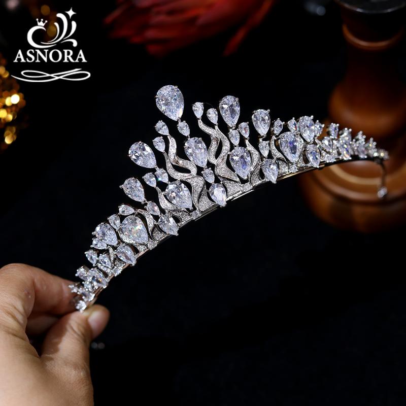 

Hair Clips & Barrettes Classic European Royal Crown Wedding Accessories Bride Tiaras Water Droplets Zircon Crystals Crowns Headdress, Golden;silver