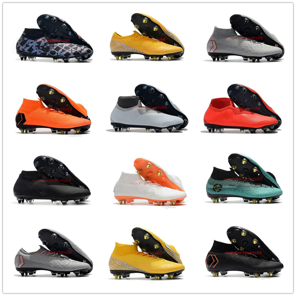 

New Phantom VSN Elite DF SG Soccer Cleats Top Quality Mercurial Superfly VI Elite SG AC Football Shoes CR7 Neymar Soccer Boots Outdoor, As shown in illustration