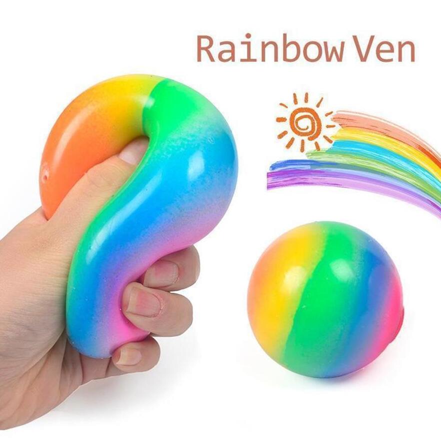 Decompression Toy Squish Squeeze Rubber Stressball Anxiety Stress Relief Autism Fidget Jelly Squishy Rainbow Vent Ball Squeezy for Kid Adult-image-682720549