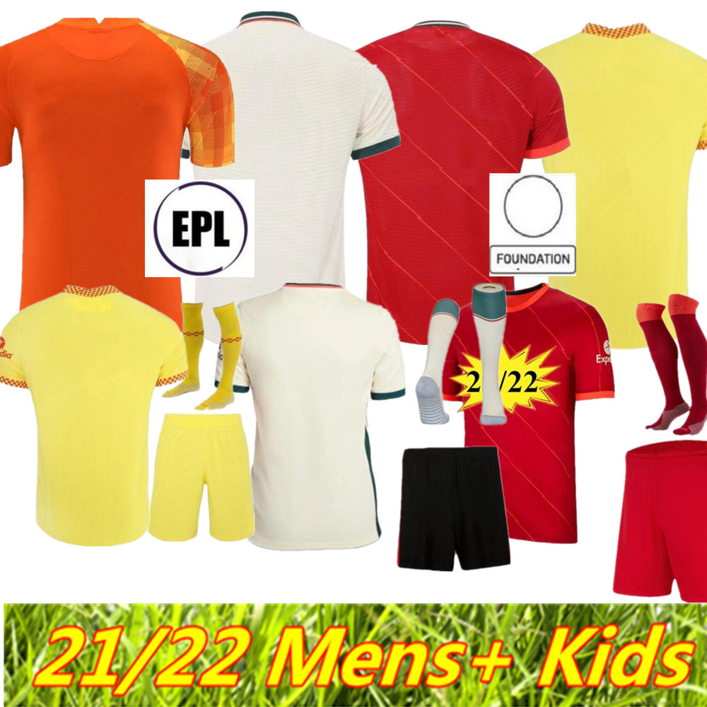 

21 22 Men Women kids kit M.SALAH VIRGIL FIRMINO soccer jerseys home away 3rd MANE HENDERSON GK A.BECKER DIOGO J. jersey, Black;yellow