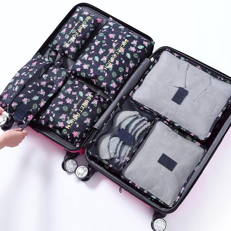 

Duffel Bags 2021 7PCS/Set High Quality Oxford Cloth Travel Mesh Bag In Luggage Organizer Packing Cube Organiser For Clothing Shoes, Free color