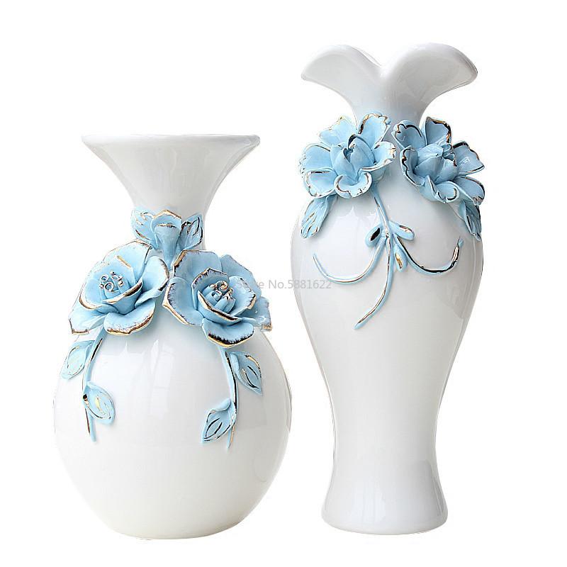 

Vases White Vase Of Art European Ceramic Crafts Living Room Wine Cabinet Arrangement Home Decoration Creative Flower