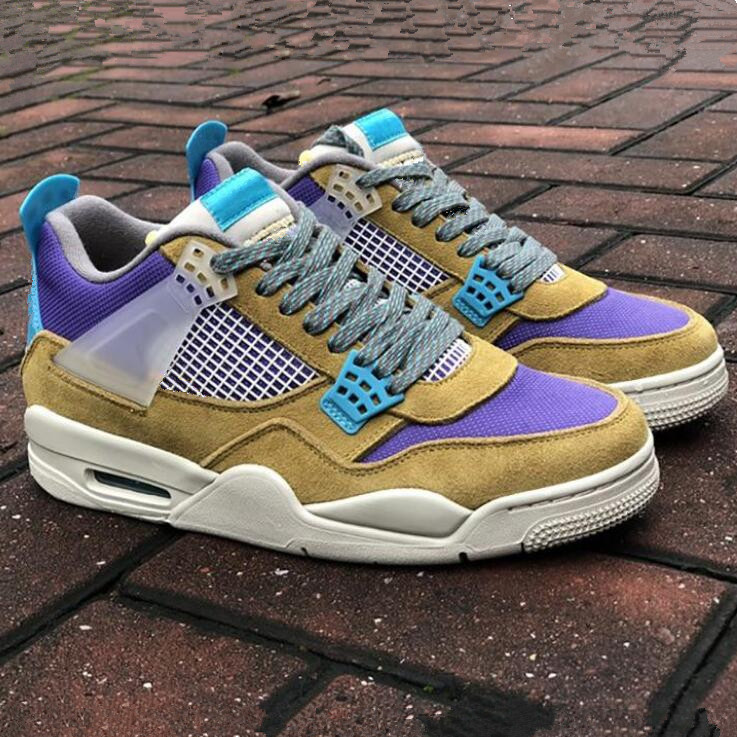 

White x military blue sail bred jumpman 4 4s basketball shoes noir guava ice men sneakers shimmers taupe haze UNC electric green mens sports trainers, Pay for extra lace