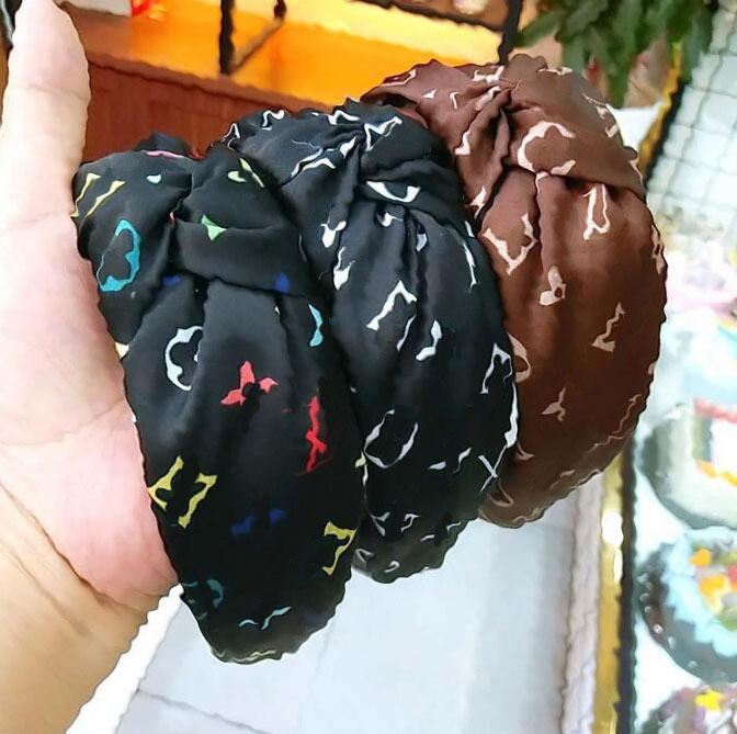 

More Than 20styles Brand Fashion Designer Letter Print Headbands Wide Edge Knotted Leather Turban Headband Headwraps Hair Hoop Headwear Acce, Silver
