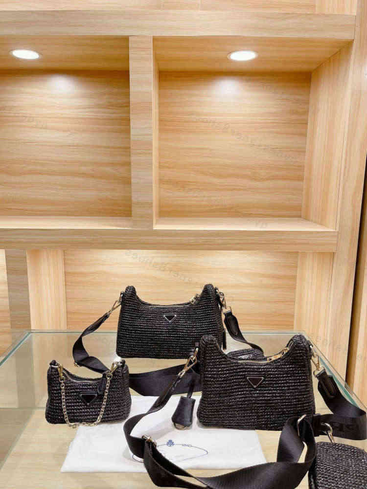 

With gift box designer women's imported nylon material straw three-in-one chain and one change shoulder bag size, For transportation