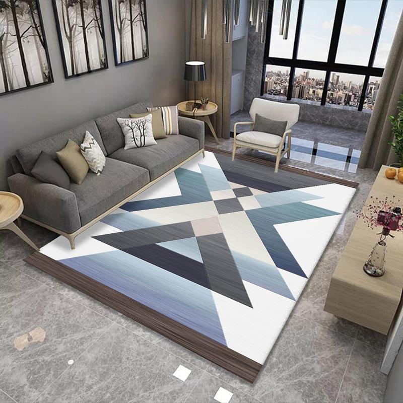 

Carpets Nordic Stitching Geometric Printing Carpet Home Living Room Study Light Luxury Bedroom Non-Slip Decorative