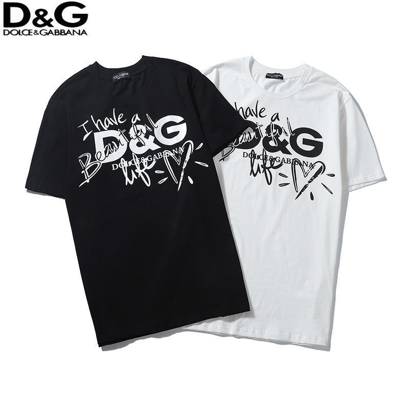 

and 2020 men's new women's D printing g short pure cotton T-shirt trendy half sleeve summer clothes YW, White;black