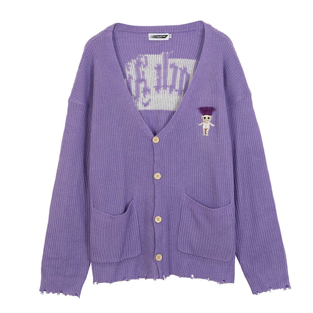 

V-neck purple winter women's design fashion long sleeve top South Korea street fashion trend 210602, Violet