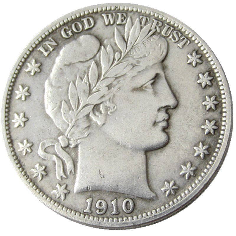 

US 1910 Barber Half Dollar Craft Silver Plated Copy Decorate Coin metal dies manufacturing factory Price