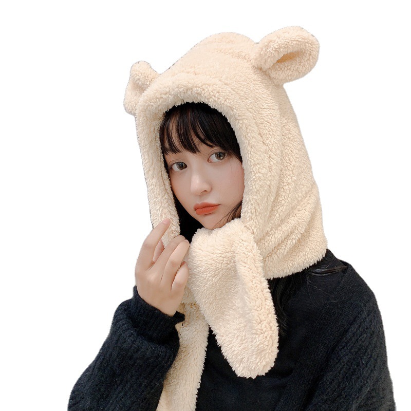 

Bear Hat Scarf One Female Winter Korean Thick Warm Scarf Cute Cycling Earflaps No. 6