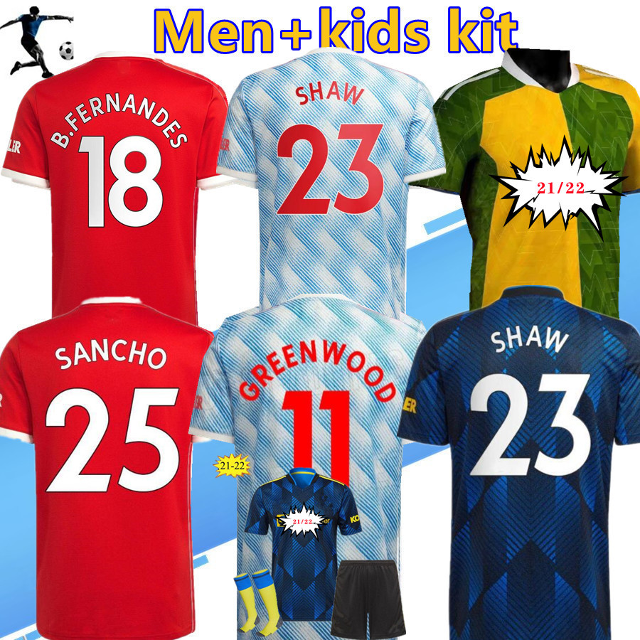 

2021 2022 POGBA soccer jersey 3RD 21 22 B. FERNANDES RASHFORD CAVANI MARTIAL LINGARD MAGUIR GREENWOOD women football shirt uniforms, Black;yellow