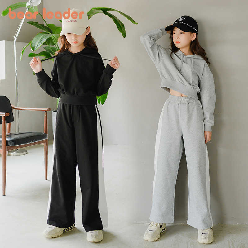 

Bear Leader Girls Teenagers Active Clothing Sets Fashion Kids Hooded Top Pants Outfits 2Pcs Children Casual Tracksuits 5-13Y 210708, Ah5690gray