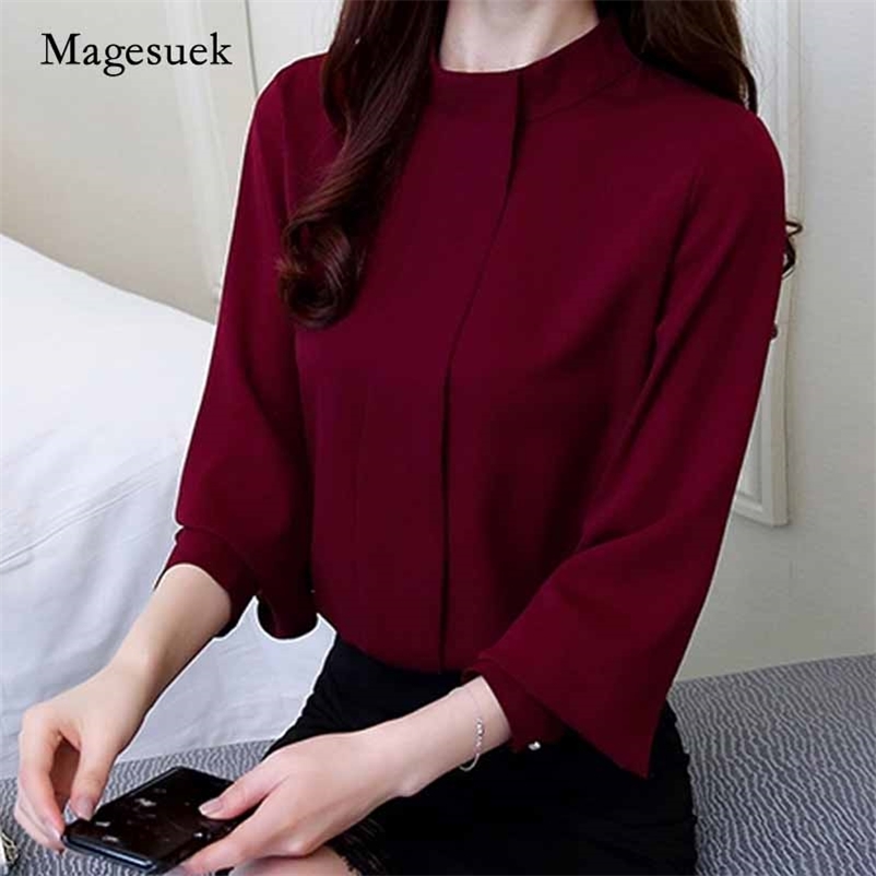 

Fashion Women Long Sleeve Plus Size Women' Clothing Red Office Lady Shirt Blouses Shirts Feminine Tops Blusas D208 210518, Black