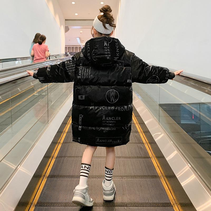 

Down Coat Kids Cotton Padded Jacket 2021 Winter Korean Thickened Medium Long Girls XDX020, Blue;gray