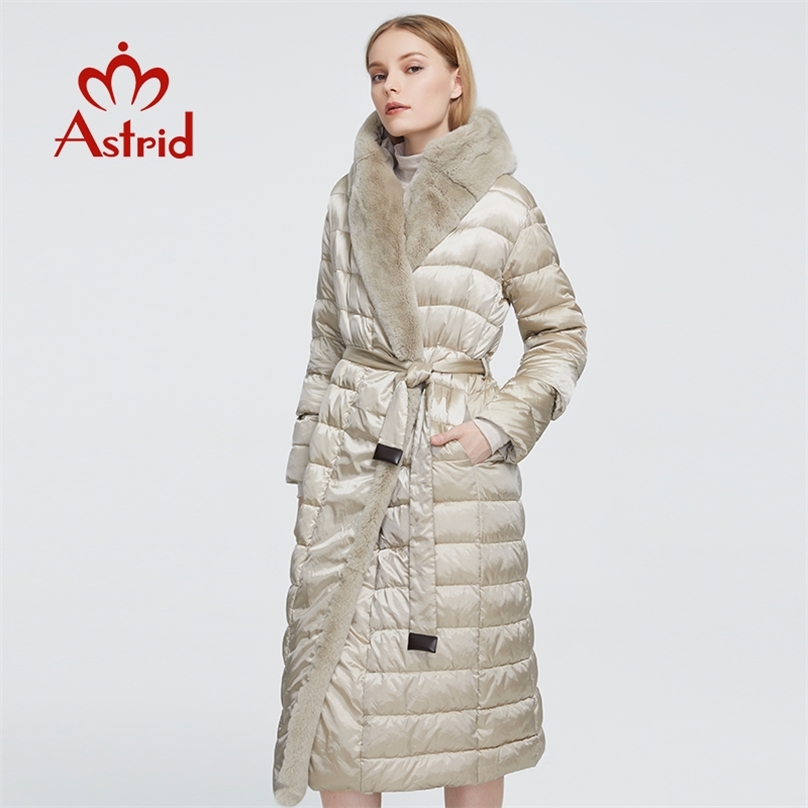 

Astrid Winter Women's coat women long warm parka Jacket with Rabbit fur hood large sizes female clothing Design ZR-7518 211018, M026 camel