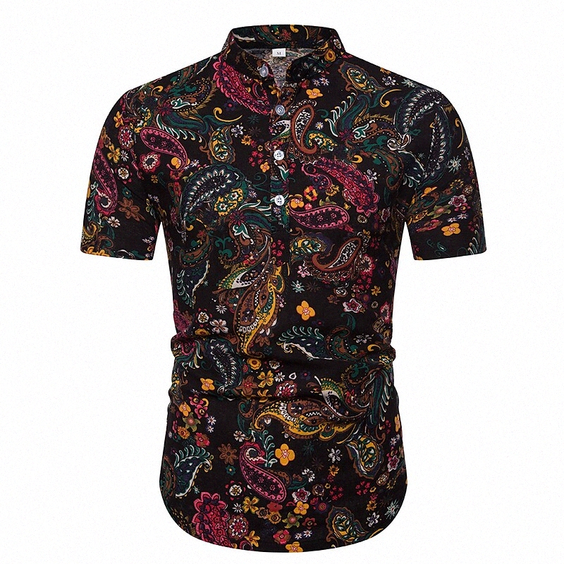 T-shirt pour hommes Autres impressions Graphique Collier debout Casual Holiday Hard à manches courtes Tops de linge ethnique Noir / été U3LD #
