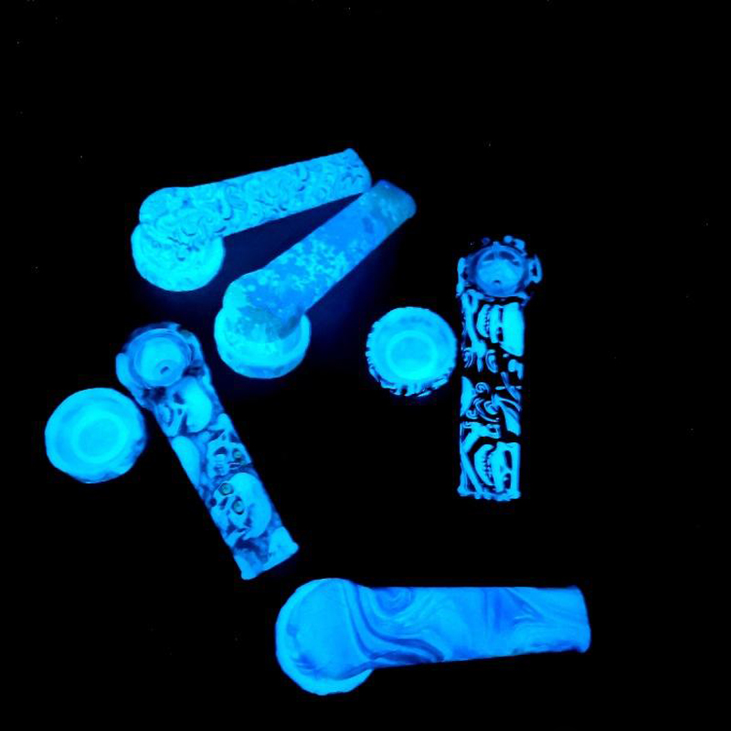 

Luminous Patterned Hand Pipe Glow In The Dark Silicone Pipes Glass Bowl Dab Spoon 3.5" Environmentally Silicon Water Bong For Tobacco Smoking