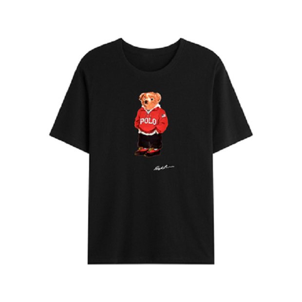 

Short-sleeved bear t-shirt high quality polo shirt pattern 100% cotton loose print casual T s size -3XL, 014