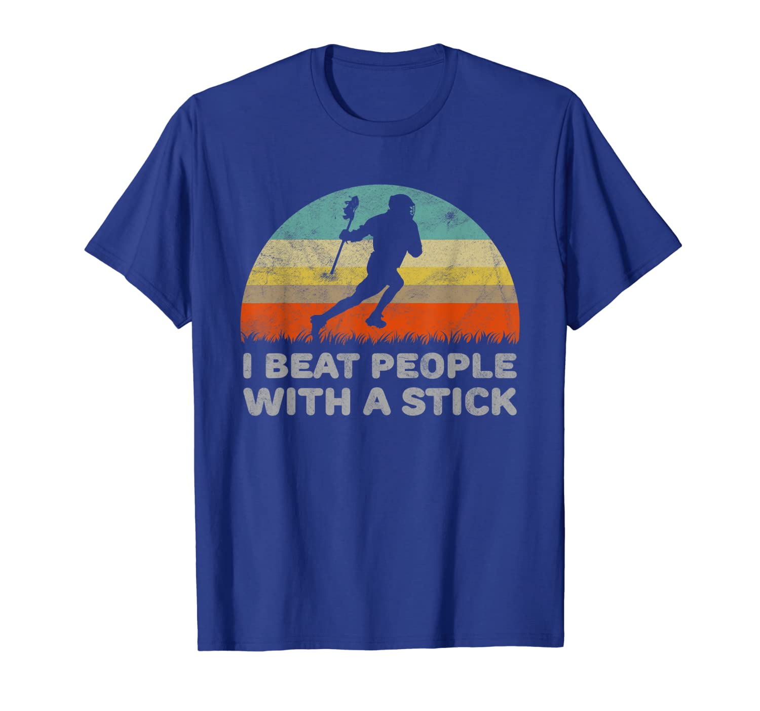 

Funny Lacrosse T-Shirt I Beat People With A Stick, White;black