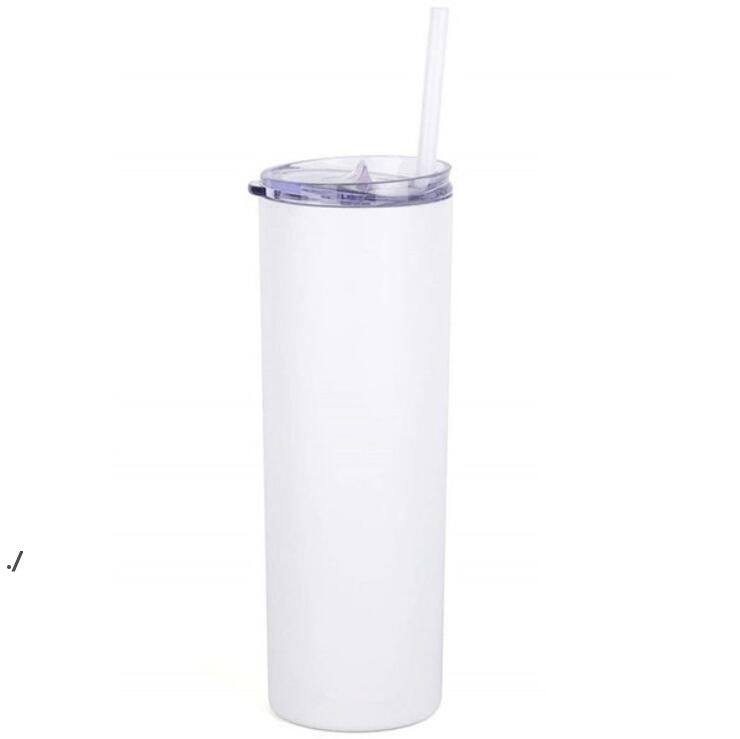 

New Sublimation taper Skinny Tumbler 20oz black white cup with lid straw Stainless steel drinking cup vacuum insulated Mug sea way EWA2083, Transportation time 25-35 days