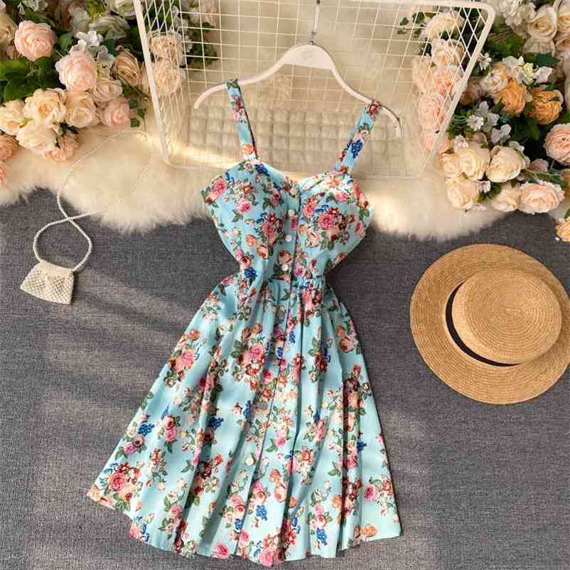 

Summer Kleid Boho Dres Slim A Line Bodycon es Vestidos Mujer Ladies Vintage Floral Printed Short 210602