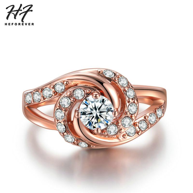 

With Side Stones Vintage Spiral Style Crystal Ring For Women Rose Gold Color +Cubic Zirconia Wedding Engagement Fashion Jewelry Xmas Gift, Silver