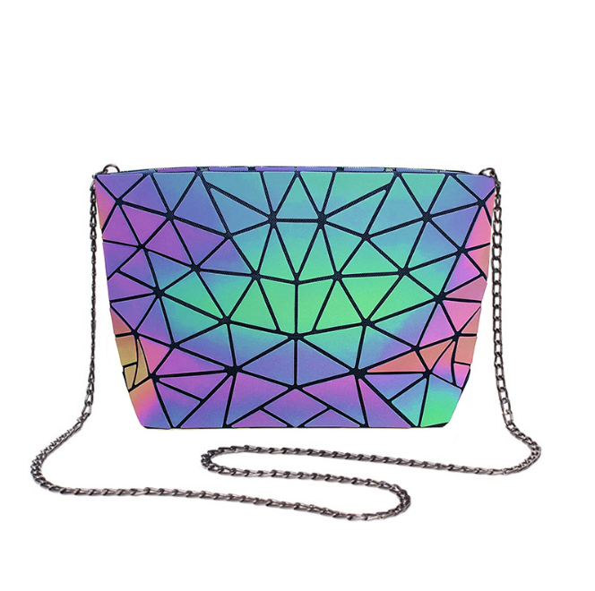 

Luminous Color Changing Geometric Single Shoulder Armpit Fashion Girl Portable Folding Light Lingge Bag Lady Duffel Bags