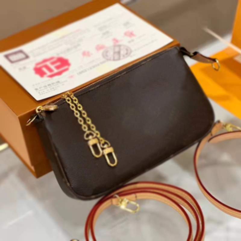 

Designer Women Accessories Pochettes Bag Luxurys Designers Bags Paris Brand Letters Printed Pouch Shoulder Handbag Checkerboard Leather Crossbody Handbags, Brown