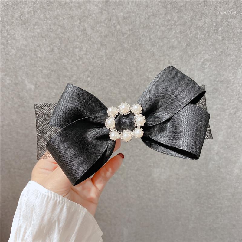 

Korean Elegant Black Fabric Yarn Bow Hairgrips Hairpins Hair Clips Barrettes Adult Pearl Headpiece Girls Accessories &, Golden;silver