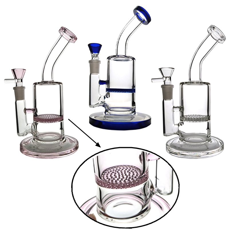 

Pink Glass Bong 8" Tall 5mm Thick Dab Rig Water Pipes Hookahs Bowl Quartz Banger Showerhead Perc Bongs Heady Mini Pipe Wax Oil Rigs Smoking Bent Tube