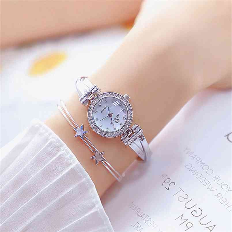 

Bs Bee Sister Watches Woman Famous Brand Dress Design Female Wristwatch Silver Diamond Ladies Clock Hour Reloj Mujer 210707, Gold