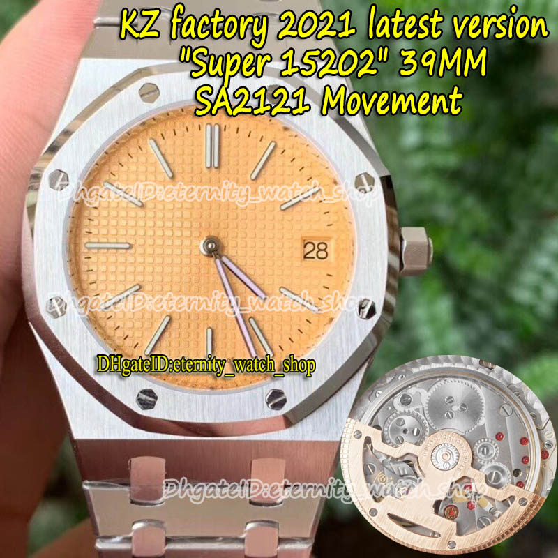 

eternity Sport Watches KZF Super Version 15202 39mm Cal.2121 KZ2121 Automatic Rose Gold Texture Dial Mens Watch 316L Steel Case Bracelet 40 hour power reserve, Box