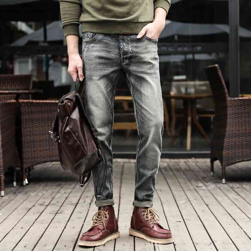 

Vintage Jeans Man Moto Style Straight Classic Retro Denim Pants Button Fly Cowboy Trousers Male Designer Jeans Men High Quality 210518