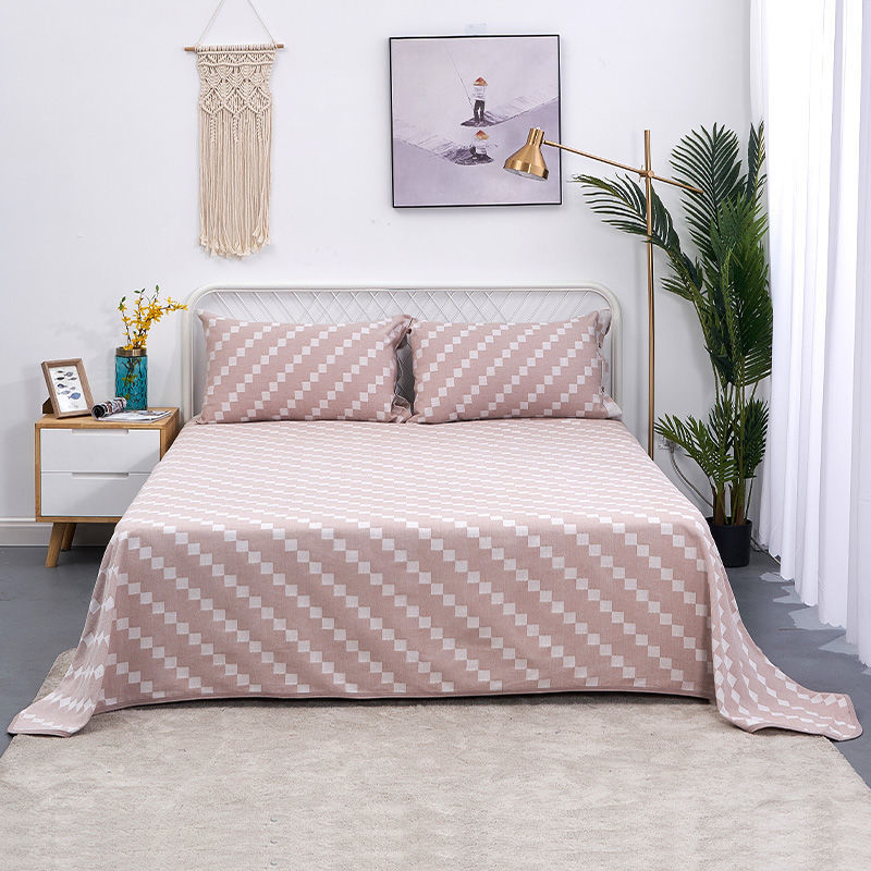 

Sheet set Simple diagonal square household bedding pillowcase soft cooling sheet wrinkle fade stain resistant 3 pieces queen, Green diagonal square