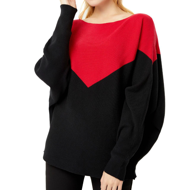 

Women's T-Shirt Autumn Loose Batwing Long-sleeved Contrast Color Pullover Sweater & Knit Top TYQ1, Yellow