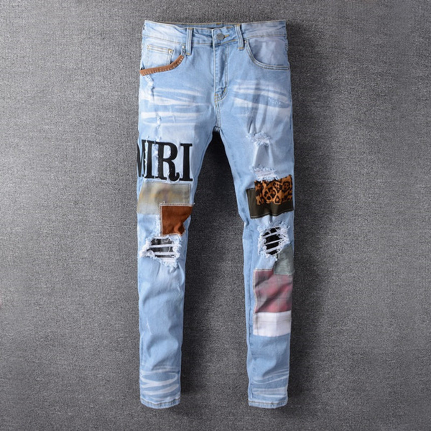 

2021 Mens jeans Distrsed Motorcycle biker jean Rock ny Slim Ripped hole letter Top Quality Brand Hip Hop Denim 21ss, Blue