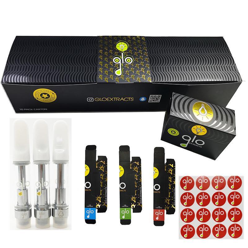 

Atomizers GLO Extracts Vape Cartridges Carts cart 0.8ml 1 ml Oil Pyrex glass Tank 510 Atomizer Ceramic Coil newest Packaging