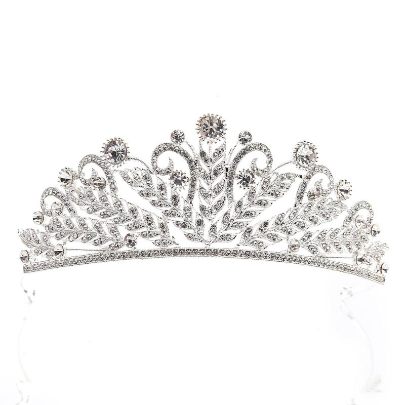 

Hair Clips & Barrettes Sparkling Zircon Leaf Brides Tiaras Crown Women Gold Crystal Bridal Hairbands Headpiece Wedding Jewelry Accessories D, Golden;silver