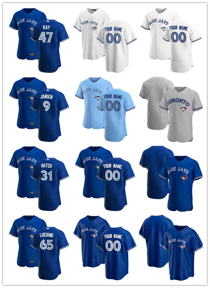 

Custom Mens women Youth Toronto Blue Jays 31 Thomas Hatch 9 Danny Jansen 47 Anthony Kay 65 Elvis Luciano Baseball Jerseys, Blue;black