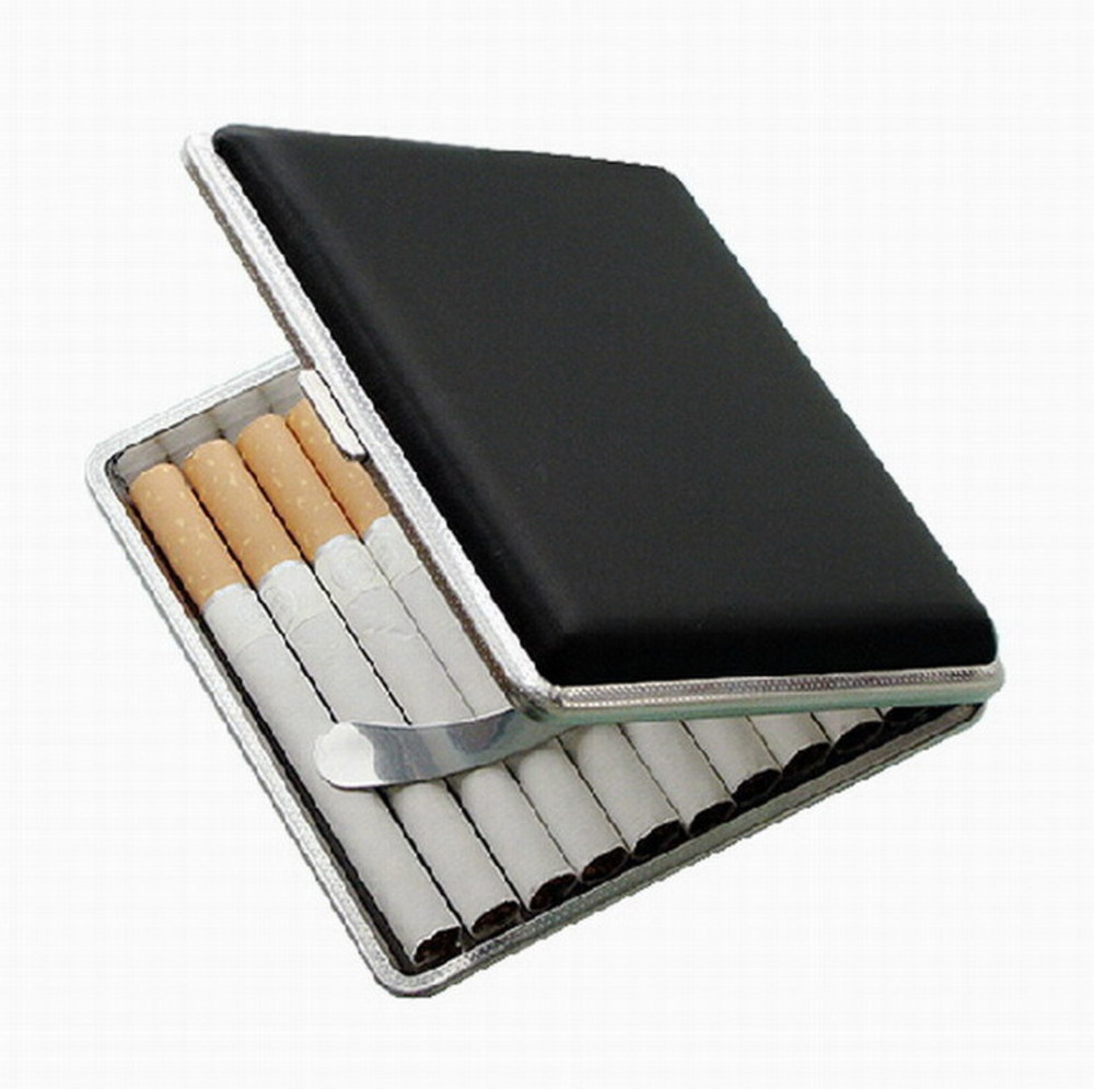 

Cigarette case Fashionable 20 piece leather with metal clip creative personalized automatic cigarette case