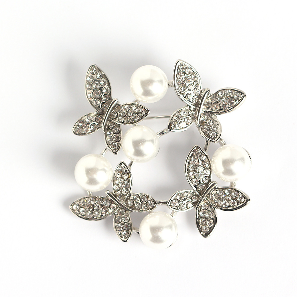 

Fashion Luxury Flower Pearl Brooch Women Men Butterfly Flowers Suit Pin Accessories Jewelry Broach Gift