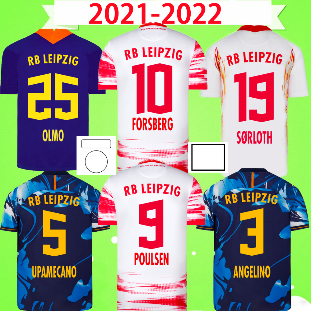 

21 22 Soccer Jerseys SABITZER SØRLOTH Camiseta HEE-CHAN Maillot UPAMECANO FORSBERG POULSEN OLMO ORBÁN 2021 2022 Football Shirts Kits ANGELINO Uniform home away third, 2020 2021